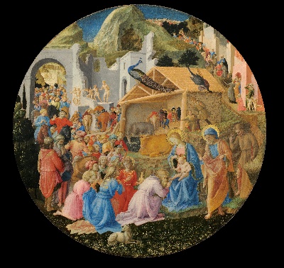 波提切利油画作品的油画作品-Fra_Angelico_and_Fra_Filippo_Lippi_-_The_Adoration_of_the_Magi