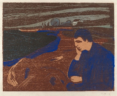 蒙克版画的油画作品-Melankoli III