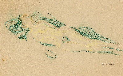 蒙克版画的油画作品-Reclining nude