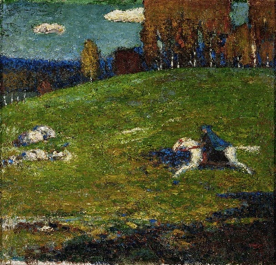 康丁斯基作品的油画作品-Wassily_Kandinsky,_1903,_The_Blue_Rider_(Der_Blaue_Reiter),_oil_on_canvas,_52.1_x_54.6_cm