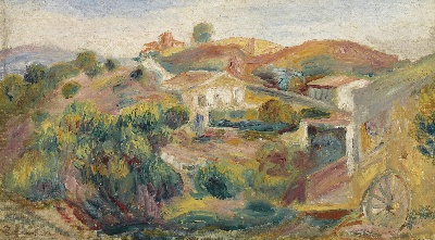 印象派图集1的油画作品-Pierre-Auguste Renoir-PAYSAGE AVEC MAISONS