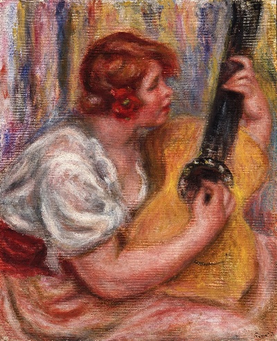 印象派图集7的油画作品-Pierre-Auguste Renoir, French, 1841-1919 -- Woman with a Guitar