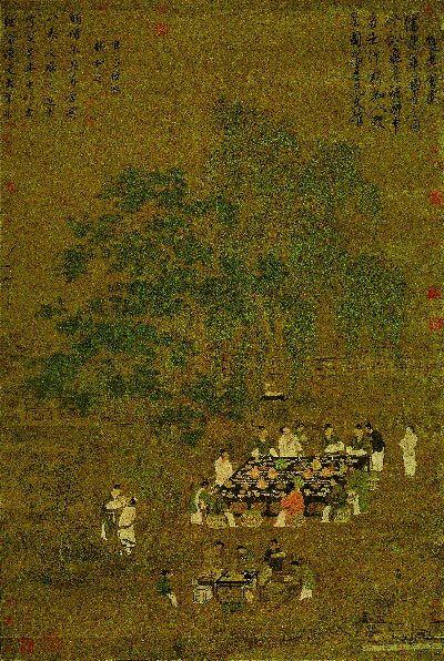 北宋 赵佶部分精选_北宋的国画作品-北宋 赵佶 文会图 绢本184.4X123.9台北