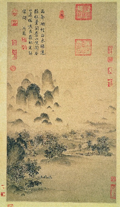 北宋 赵佶部分精选_北宋的国画作品-北宋 赵佶 溪山秋色图轴81x47