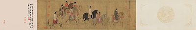 北宋 赵佶 摹虢国夫人游春图的国画作品-唐 张萱 虢国夫人游春图卷(全卷)绢本53X173
