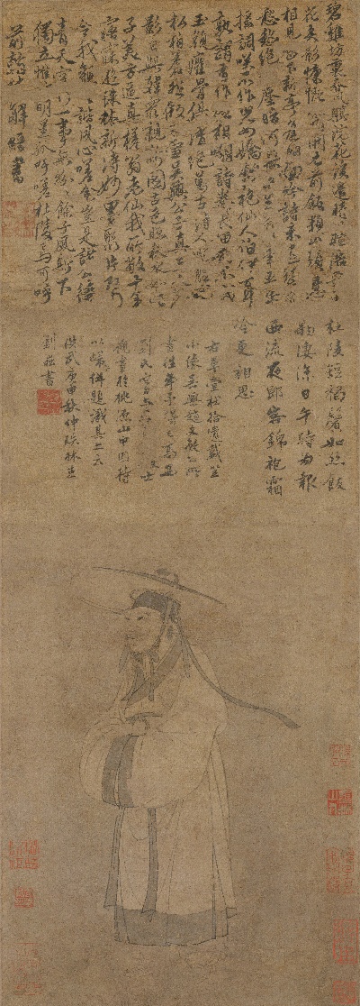 国画印刷版.元.赵孟頫的国画作品- 赵孟頫 杜甫像轴143x51