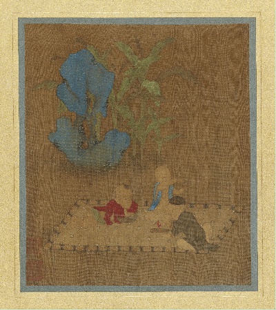 国画印刷版.元.钱选的国画作品- 钱选  芭蕉唐子图37X38