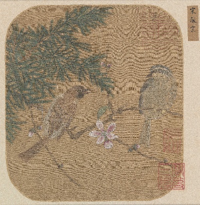国画印刷版.宋.赵佶的国画作品-北宋 赵佶 花鸟图绢本41x40