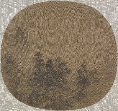国画印刷版.宋.夏圭的国画作品-宋 夏圭 烟岫林居图页绢本25X26.1厘米