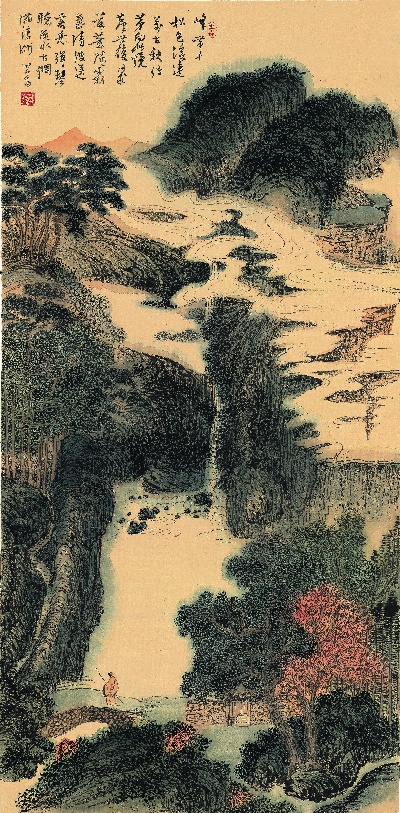 国画印刷版.清代1.傅儒的国画作品-清 溥儒 山水111x55 _2