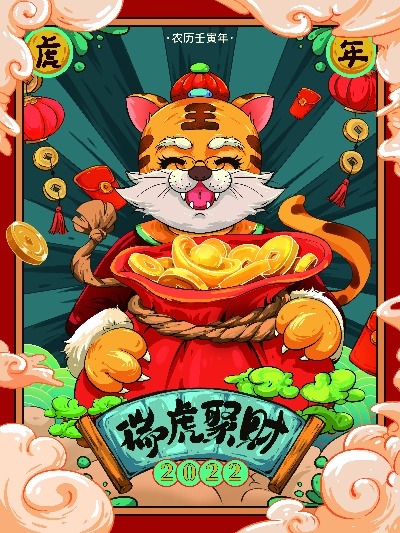 虎年插画海报的PSD模板-25