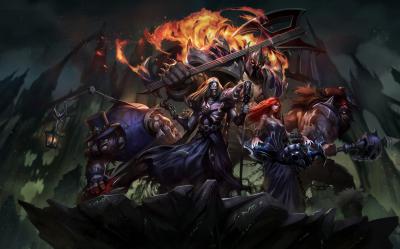 英雄联盟.历年合照、登陆图的作品-Pentakill-Karthus-Yorick-Mordekaiser-Sona-Olaf-Splash-Art-4k-HD-Wallpaper-Official-Artwork-League-of-Legends-lol