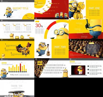 商务.动态卡通ppt《Bolle》小黄人动漫电影主题ppt模板——图文的作品-《Bolle》小黄人动漫电影主题ppt模板——图文