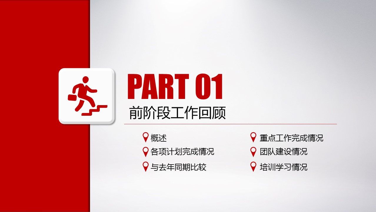 商务工作汇报ok红色年终汇报总结——图文的PPT模板-4/44